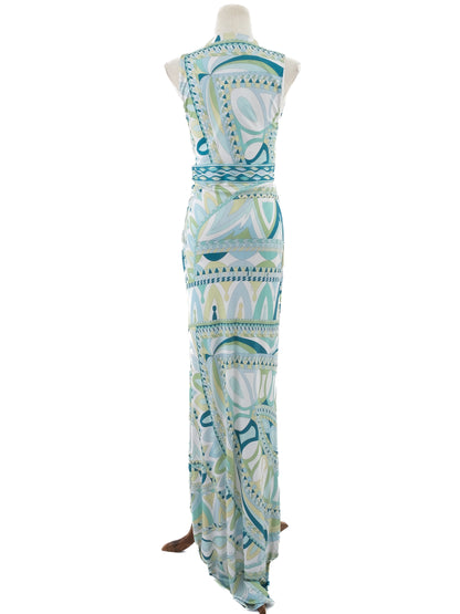 NEW Emilio Pucci Long Sleeveless Dress Size L Combined Viscose