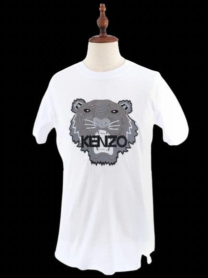 Excellent Kenzo White T-Shirt Men's M Cotton Graphic Tiger Design