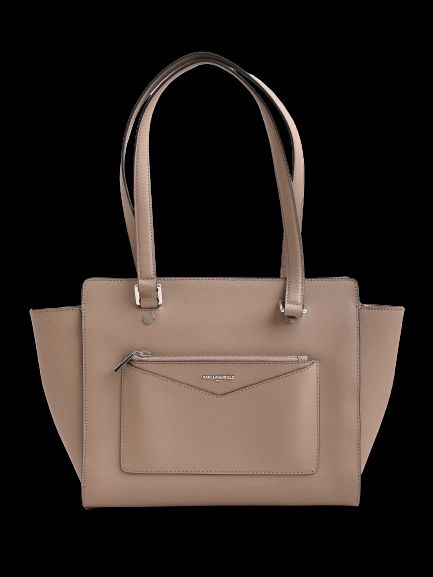 excellent karl lagerfeld gray leather handbag with zipper pocket