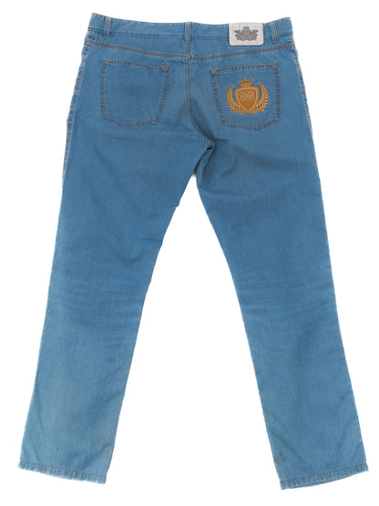 Excellent Castello d'Oro Blue Cotton Jeans Size XL Made in Italy