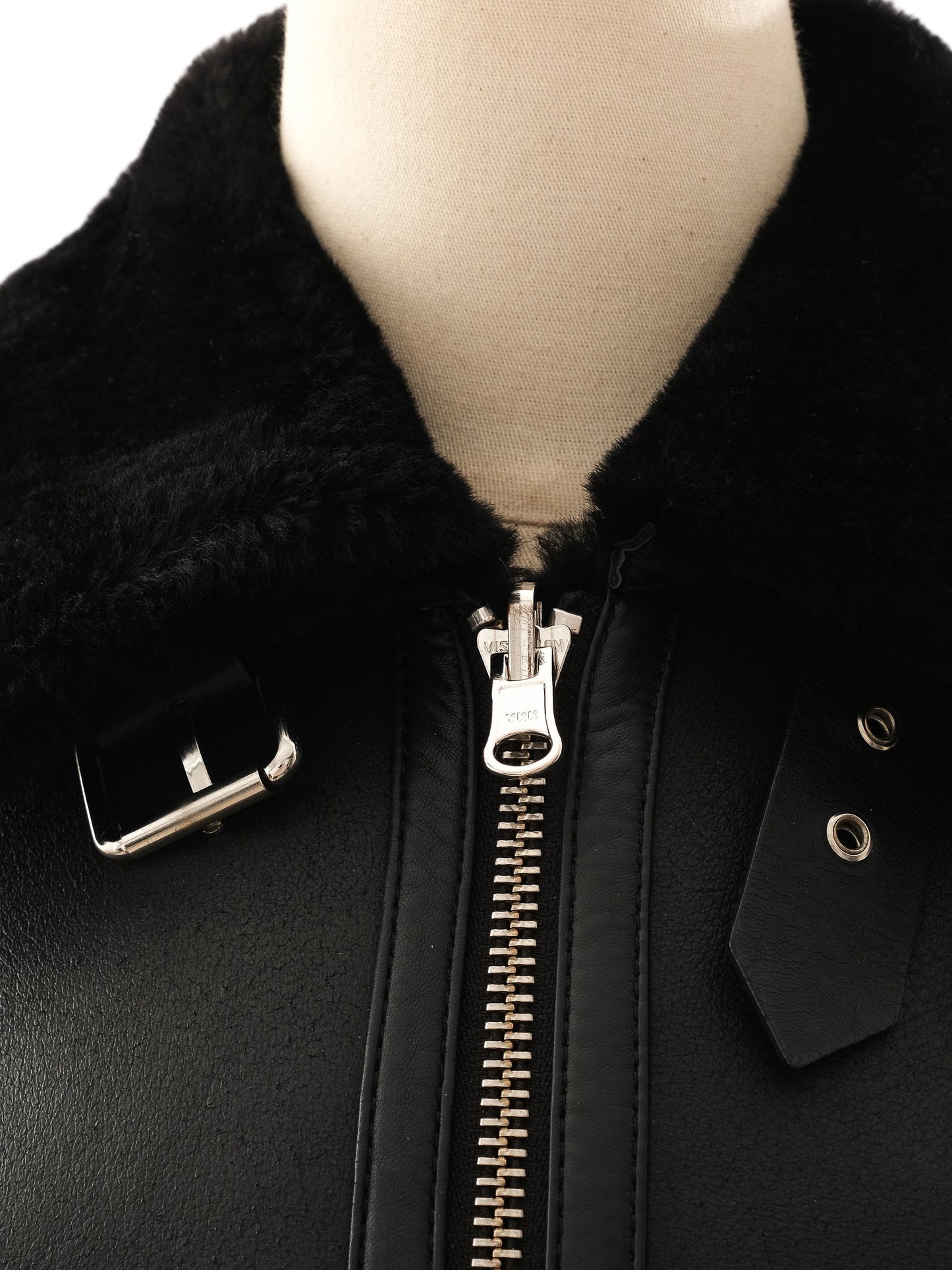 good reiss black leather & faux fur jackets size xs