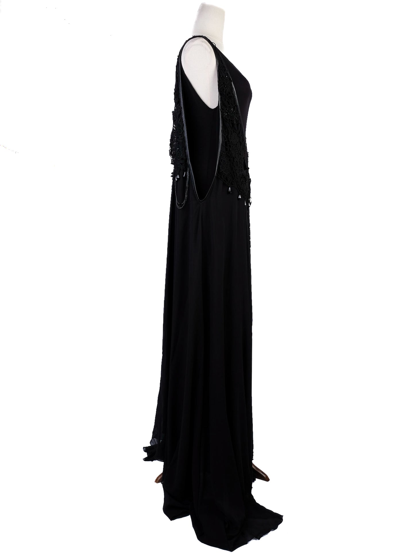 augustin teboul black sleeveless gown xs elegant embellishments