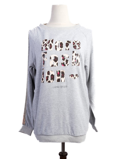 Excellent Liu Jo Gray Sweatshirt Leopard Print Pants Set XS