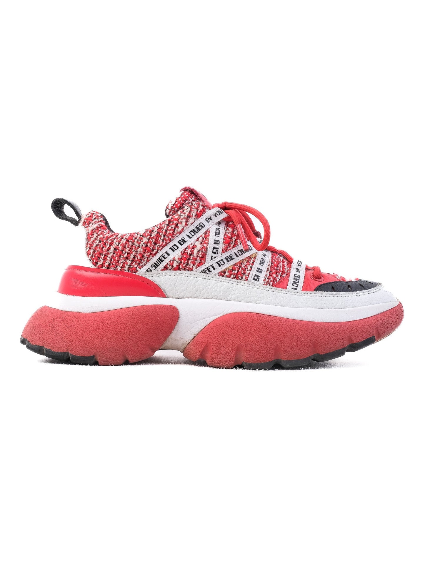 excellent maje red and white chunky sneakers women's size n/a