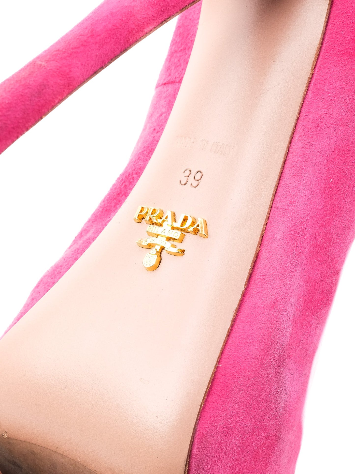 excellent prada pink leather high-heeled mary jane size 39