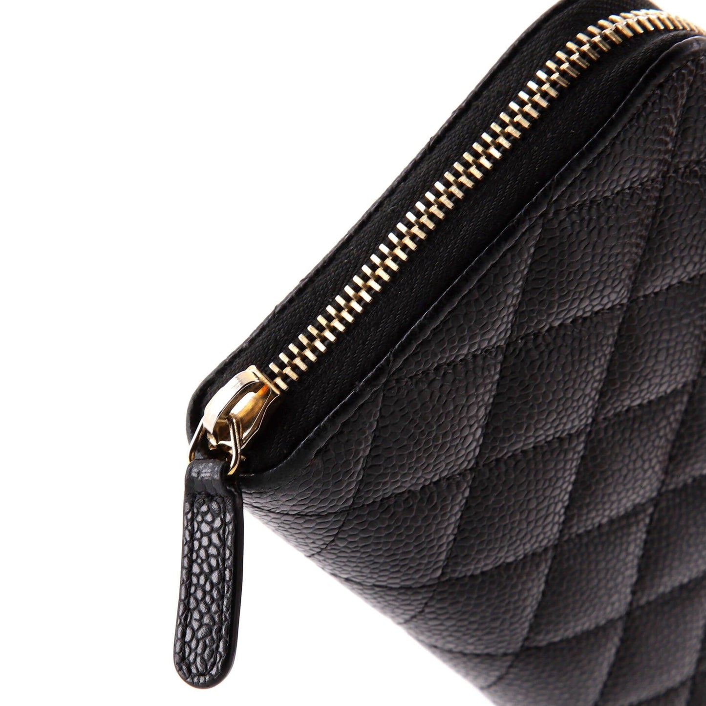 zip around wallet quilted caviar long