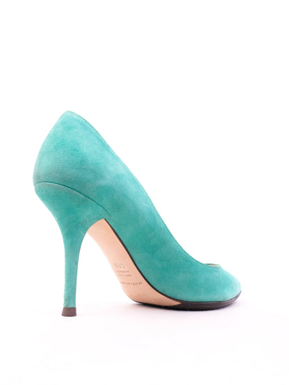 Excellent Dolce Gabbana Green Leather High-Heels Size 38.5