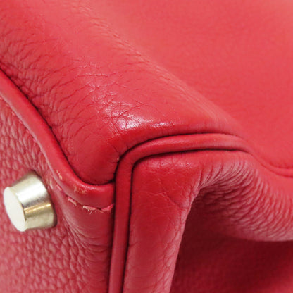 Hermes Kelly 28 Shoulder Handbag Togo Leather Rouge Casaque F Silver Metal