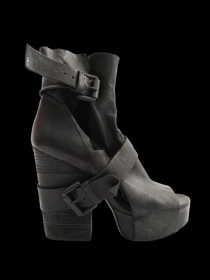 vic matie women's black leather platform ankle boots size 36