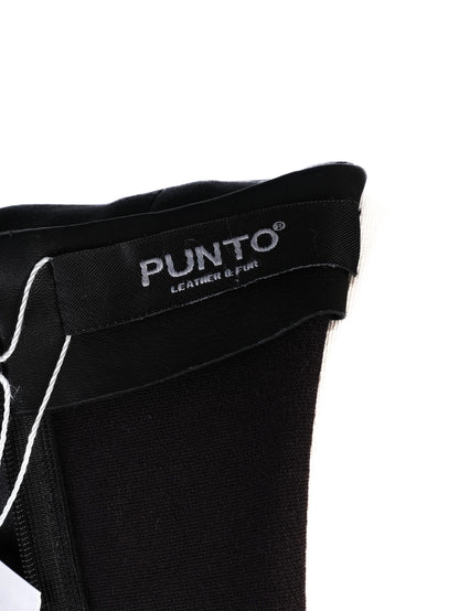 Excellent Punto Black Leather Short-Sleeve Dress Size M