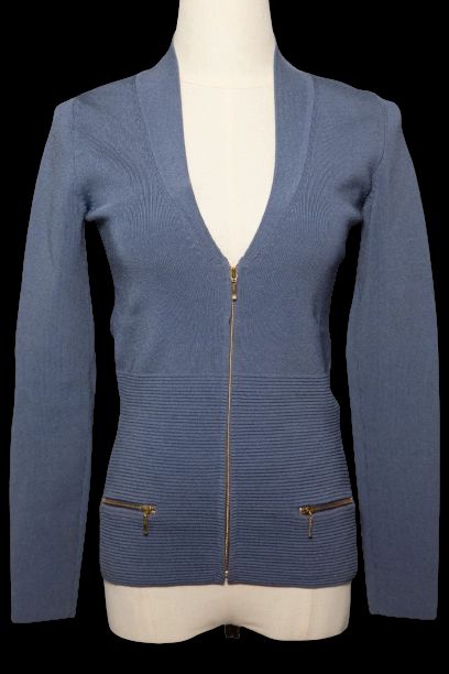 Excellent Reiss Blue Zip-Up Cardigan V-Neck Size XS