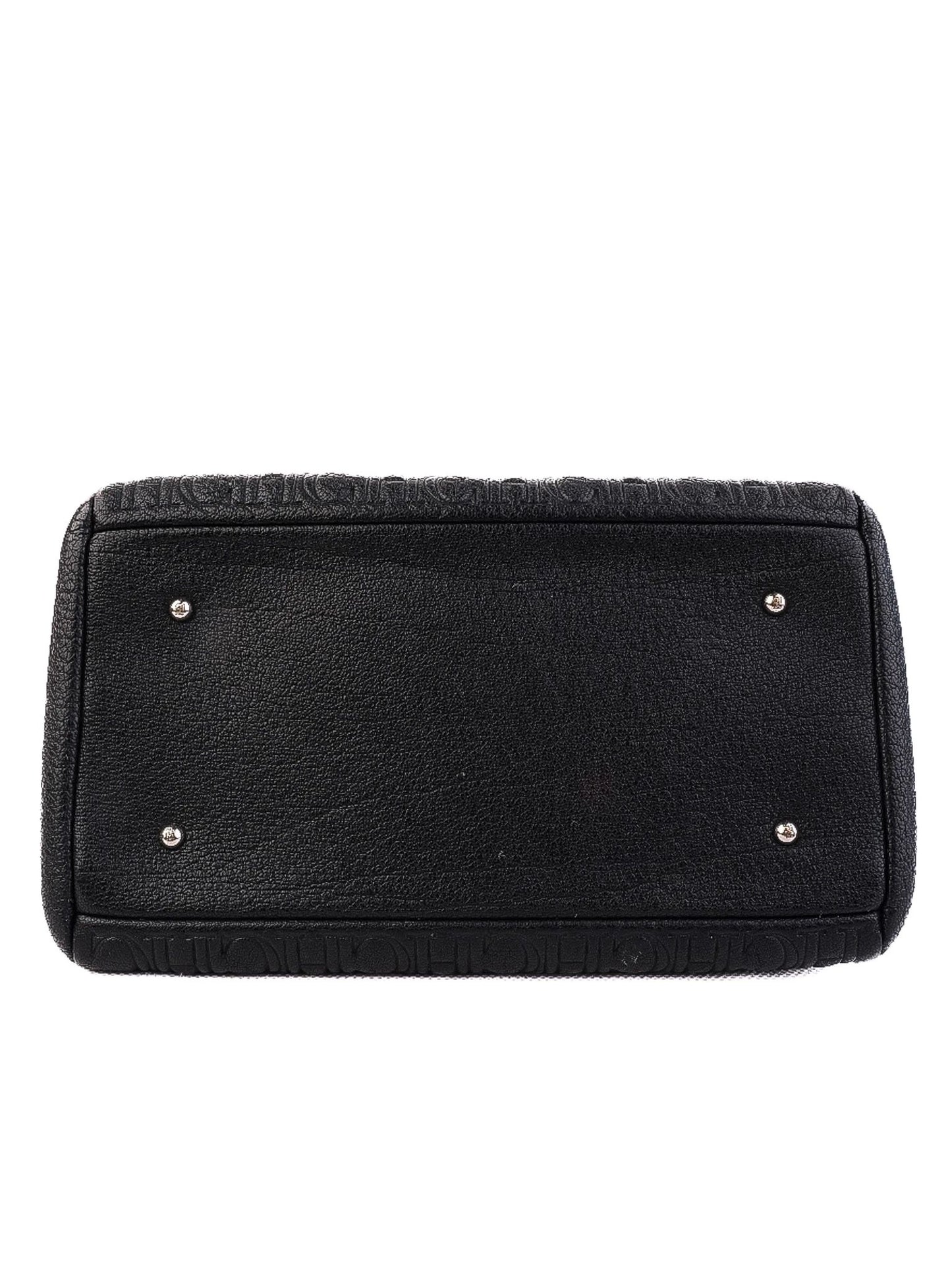 average carolina herrera black leather handbag with ch patterns