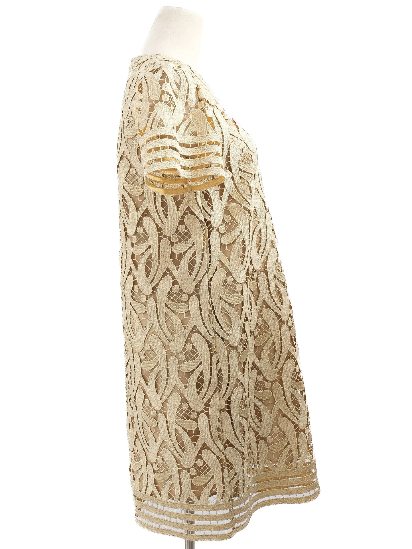 new n21 women's yellow lace dress size m with patterned overlay