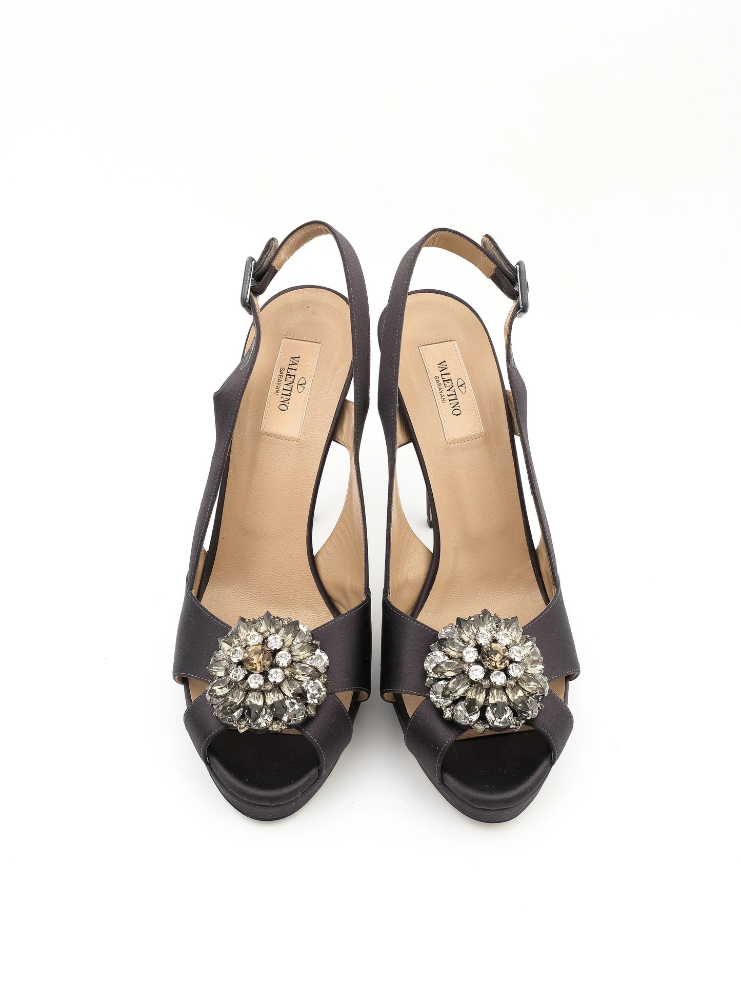 excellent valentino black high-heeled slingback shoes size 40