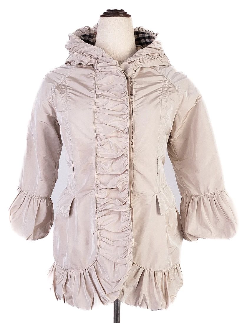 average burberry women's ruffled beige jacket size 10y/140 cm