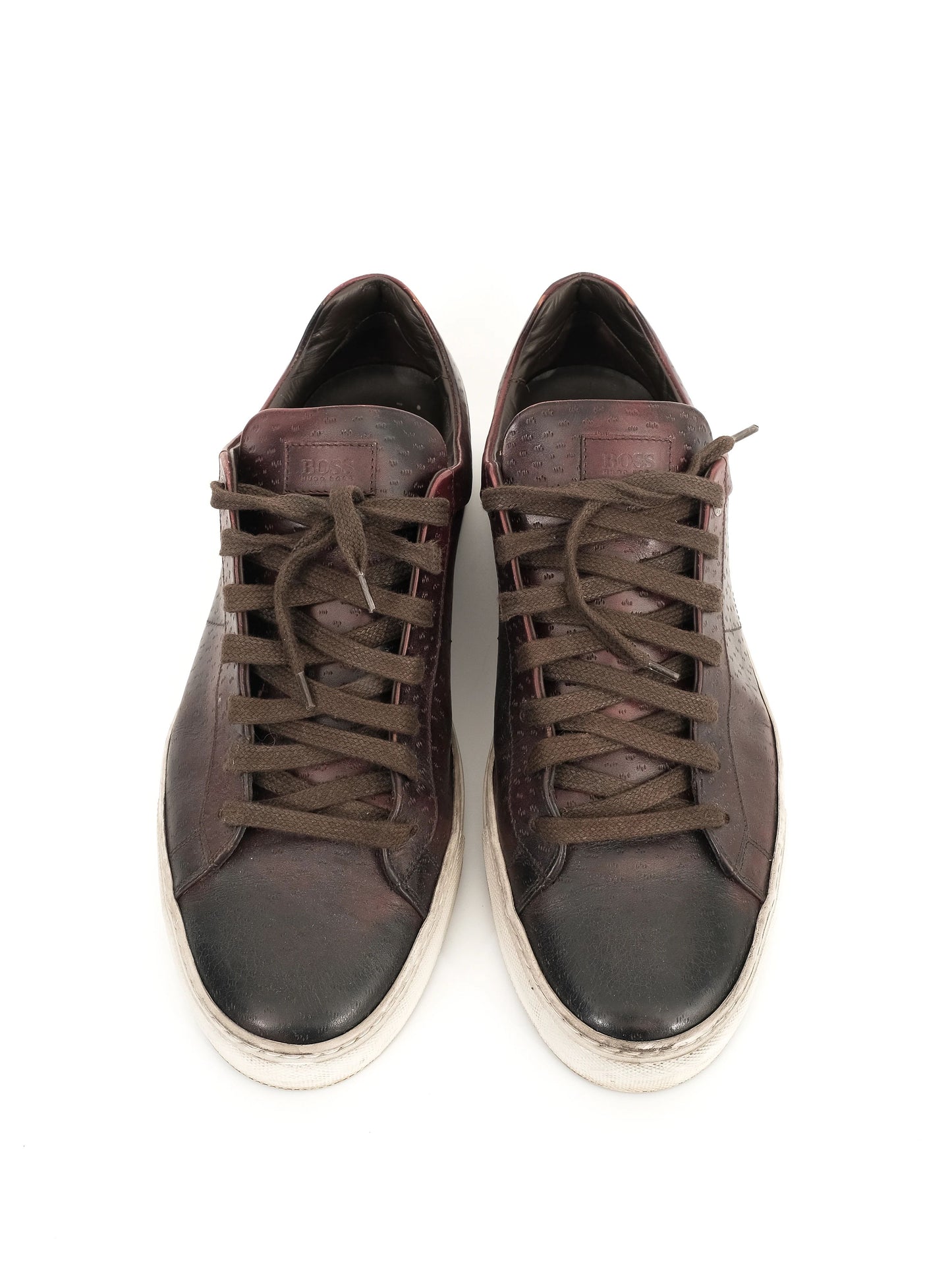 excellent hugo boss brown leather sneakers size 45 men