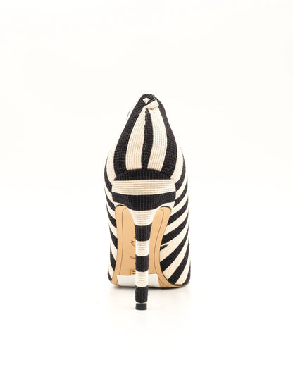 Excellent Sam Edelman Black & White Striped High-Heeled Shoe Size 38.5