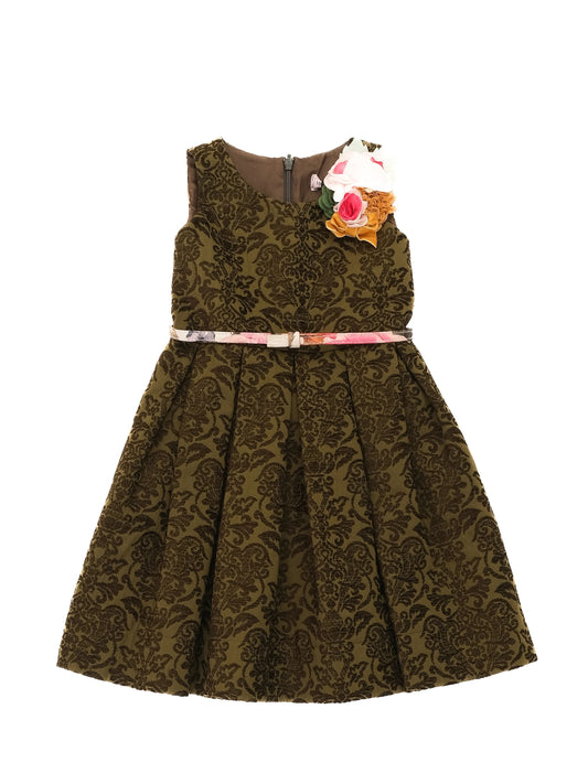 NEW Monnalisa Green Floral Dress Size 5 for Kids