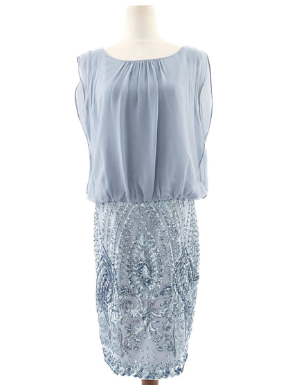 Excellent Luisa Spagnoli Blue Silk Evening Dress Size XL