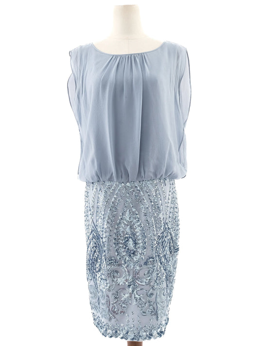 Excellent Luisa Spagnoli Blue Silk Evening Dress Size XL