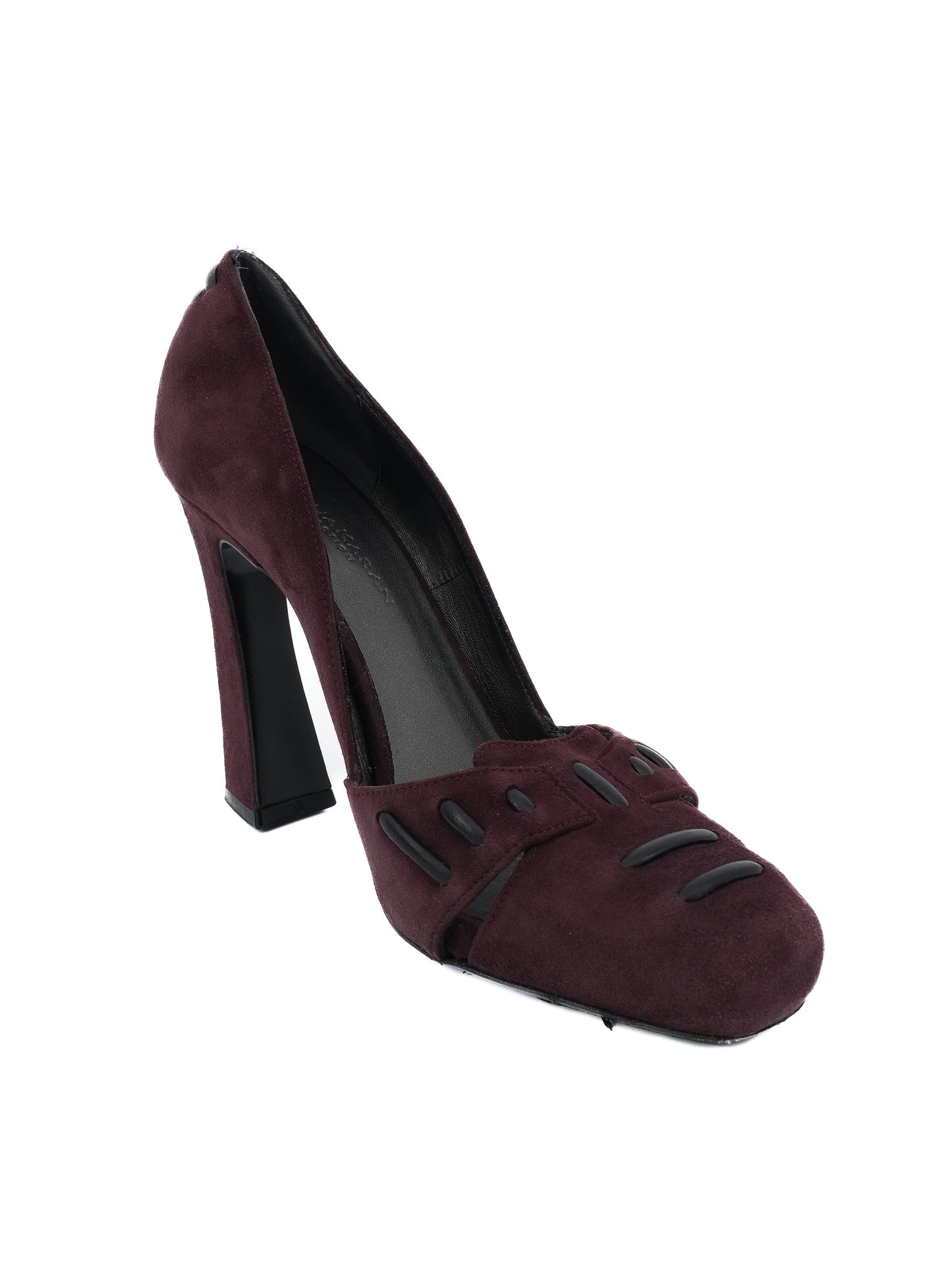 good donna karan burgundy high-heeled shoes genuine suede size 37.5