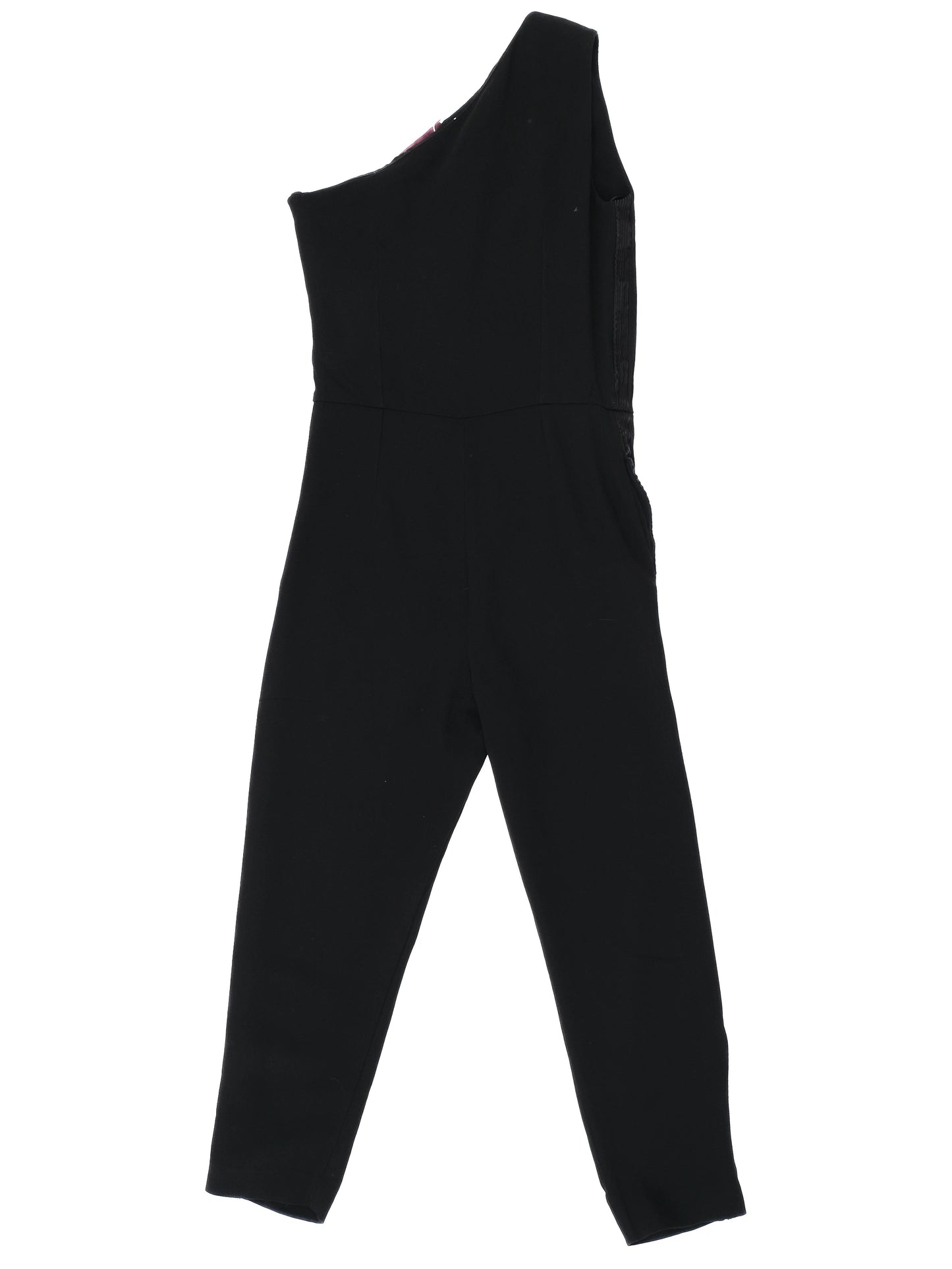 stella mccartney black asymmetrical one-shoulder jumpsuit size s