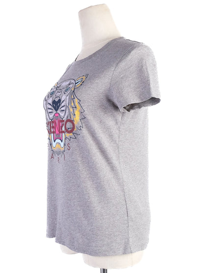 Kenzo Gray Cotton T-Shirt with Tiger Graphic Size XS Excellent