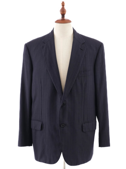 BRIONI Excellent Blue Cupro Suit Jacket Size XL Dark Pinstripe