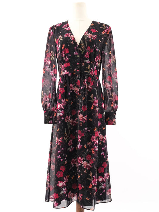 Excellent Ted Baker Floral Long-Sleeved Dress Size M