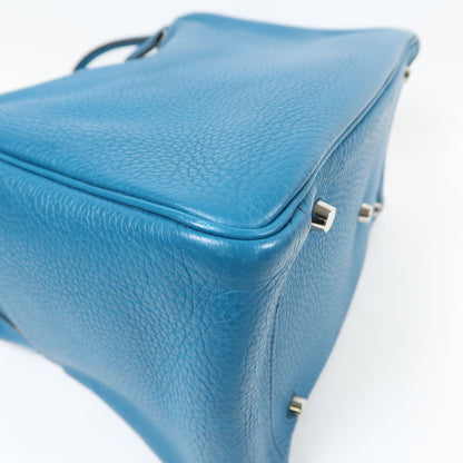 Hermes Clemence Leather Lindy 30 Silver Hand-turn Shoulder Bag