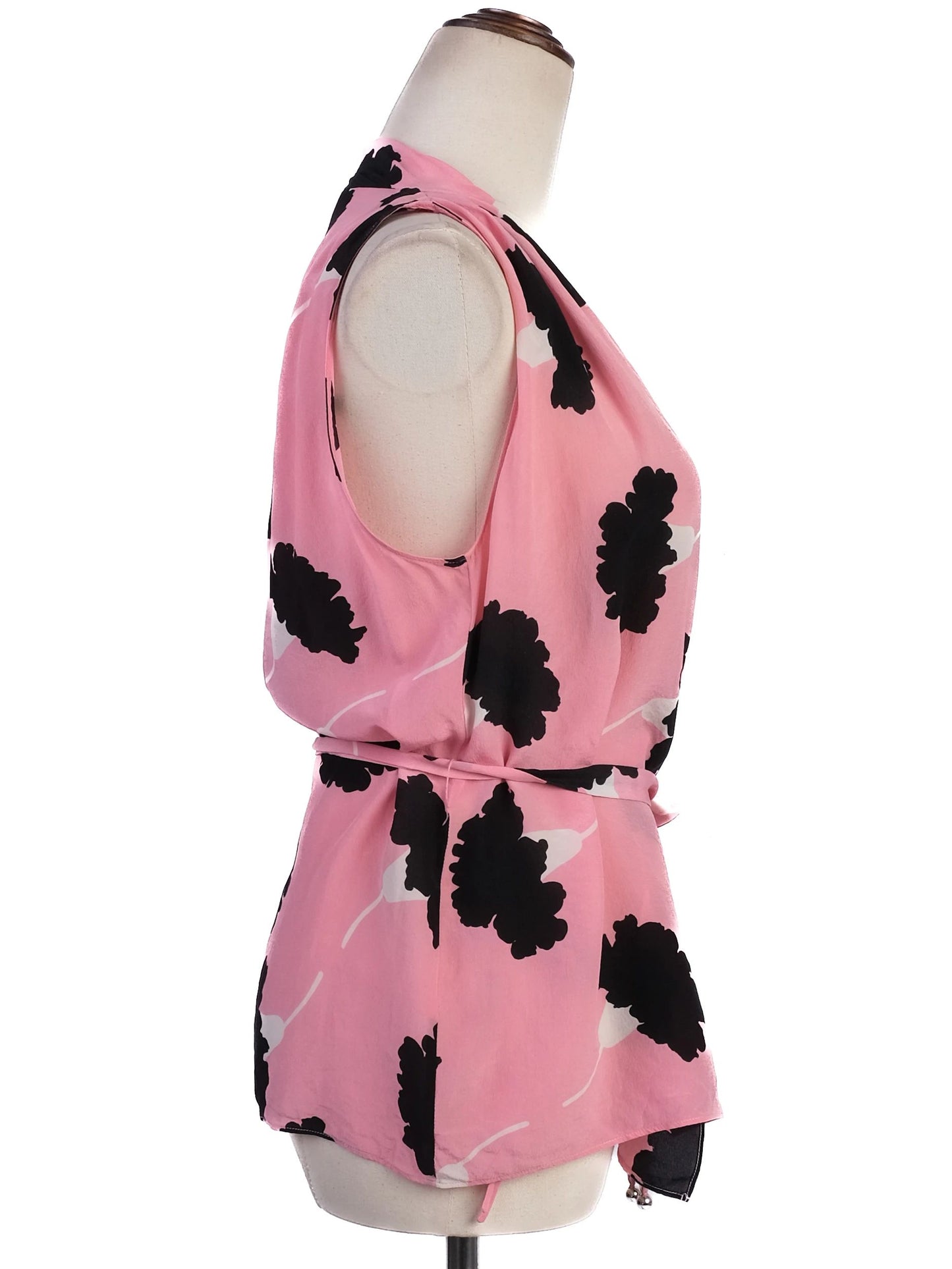moschino excellent pink floral silk blouse wrap style size s