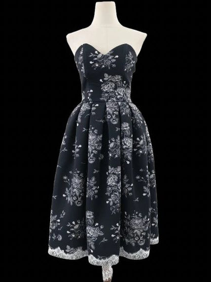 Excellent Bella Potemkina Blue Floral Strapless Dress Size S