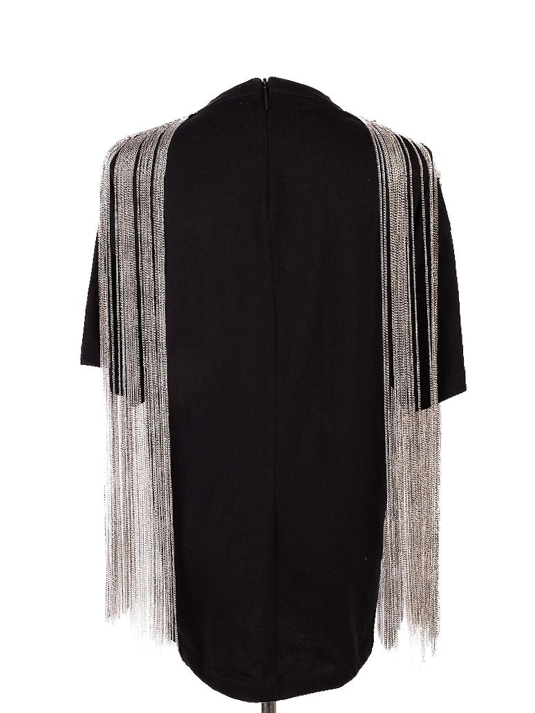 new christopher kane black top xs with chain fringe design