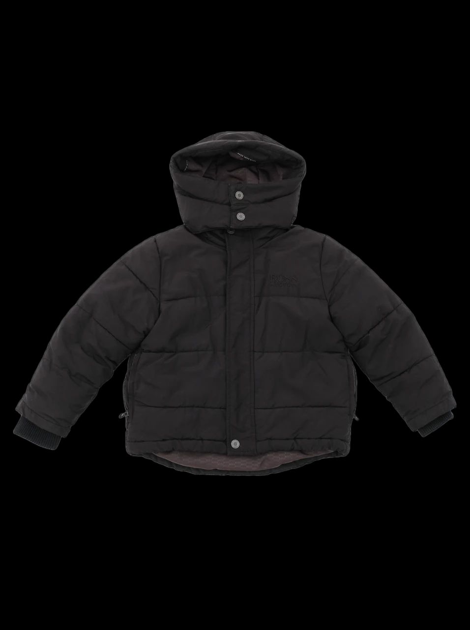 excellent hugo boss black padded jacket with hood for kids size 5