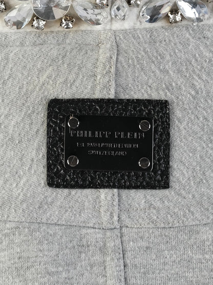Excellent Phillipp Plein Gray Sweatshirt M with Graphic Deer & Embellishments