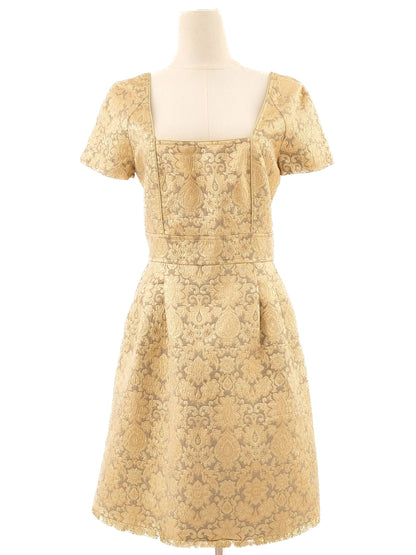 Excellent Paul&Joe Yellow Floral Brocade Dress Size M
