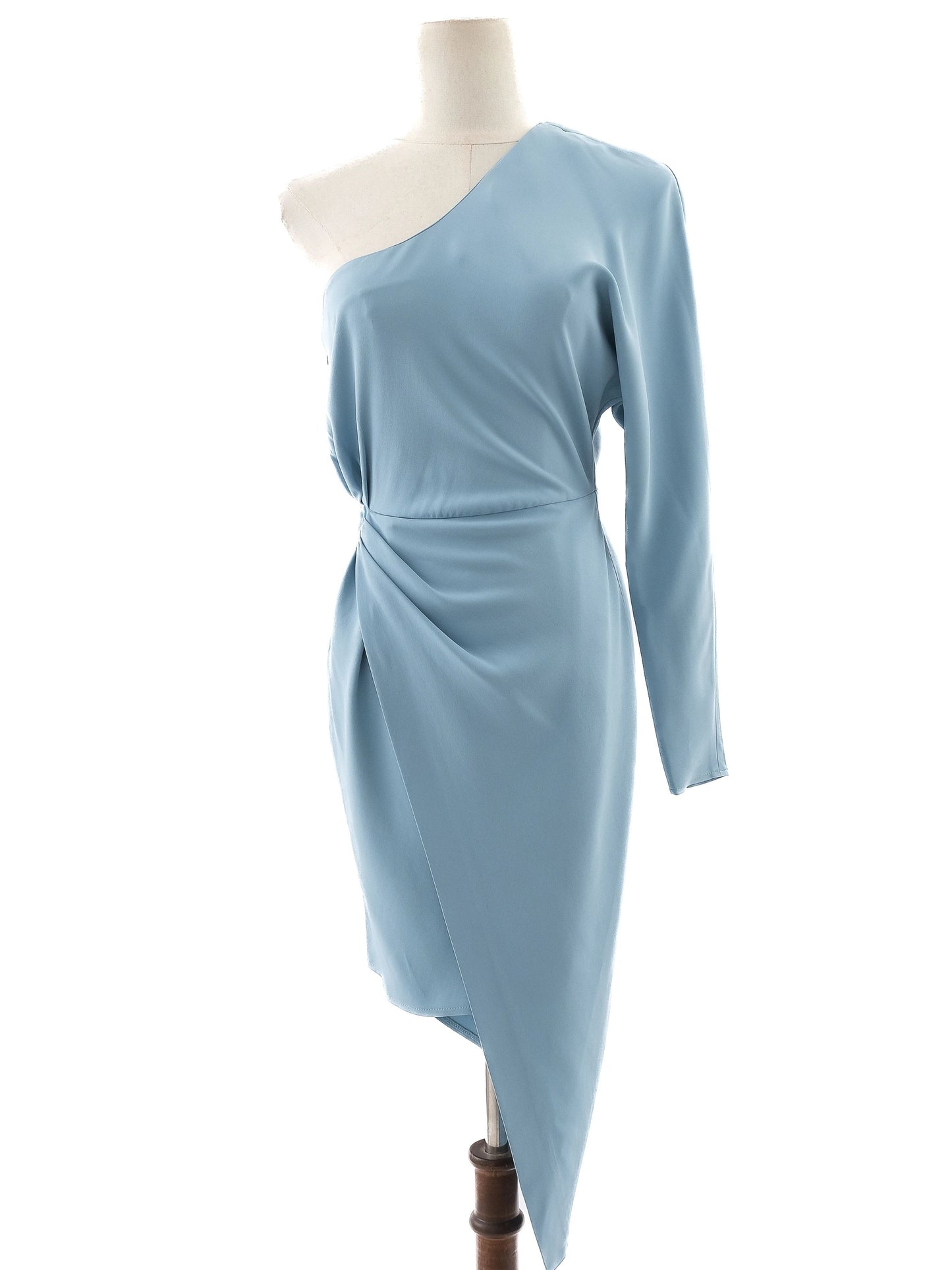 excellent elisabetta franchi light blue one-shoulder dress women