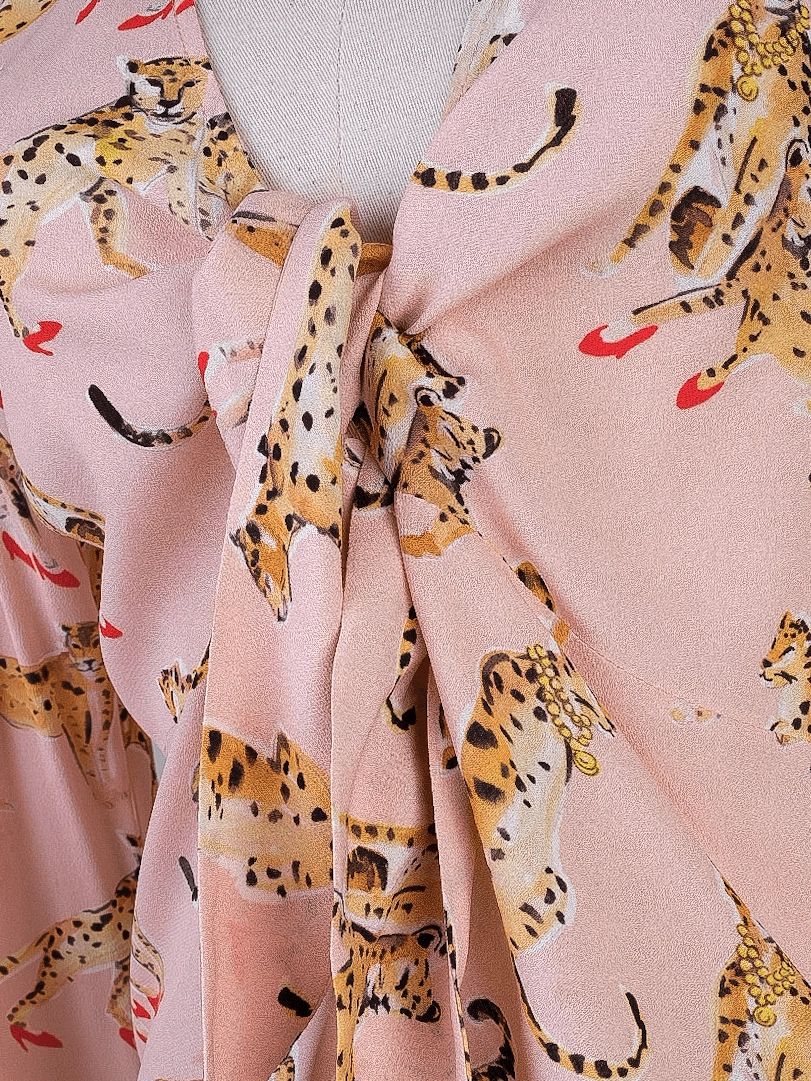 pinko women's blouse pink cheetah print size s excellent condition