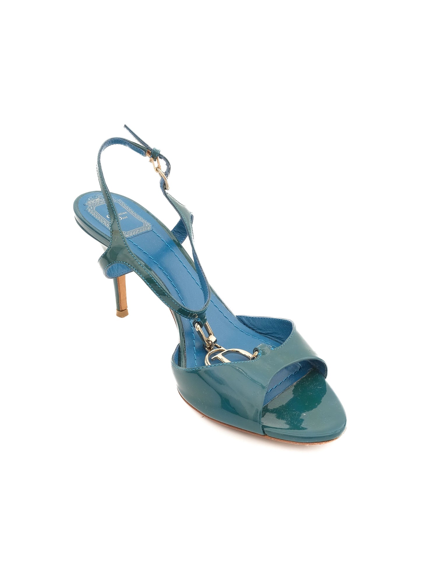 excellent dior green leather high-heeled sandals size 39