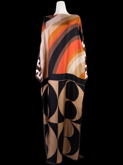 perfect erika cavallini silk geometric print kaftan dress