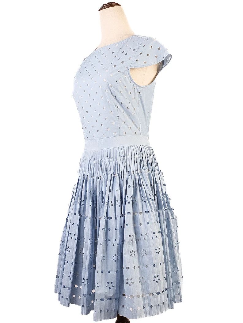 excellent moschino light blue dress m polyester eyelet pleated skirt