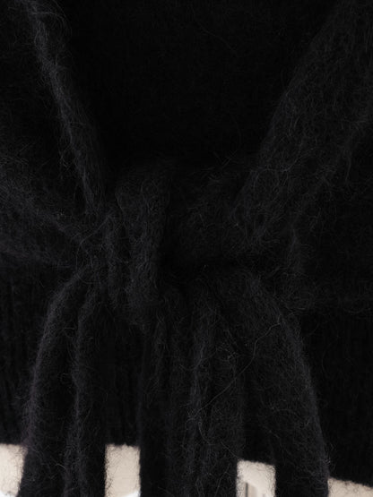 Excellent Ganni Black Wool Turtleneck Sweater Size S with Cutouts