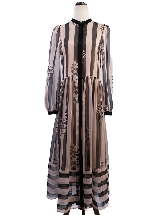 TWINSET Long Striped Dress Floral Patterns Size L Excellent Condition