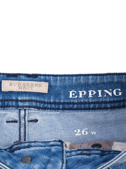 Excellent Burberry Blue Denim Shorts Size S Brit Epping