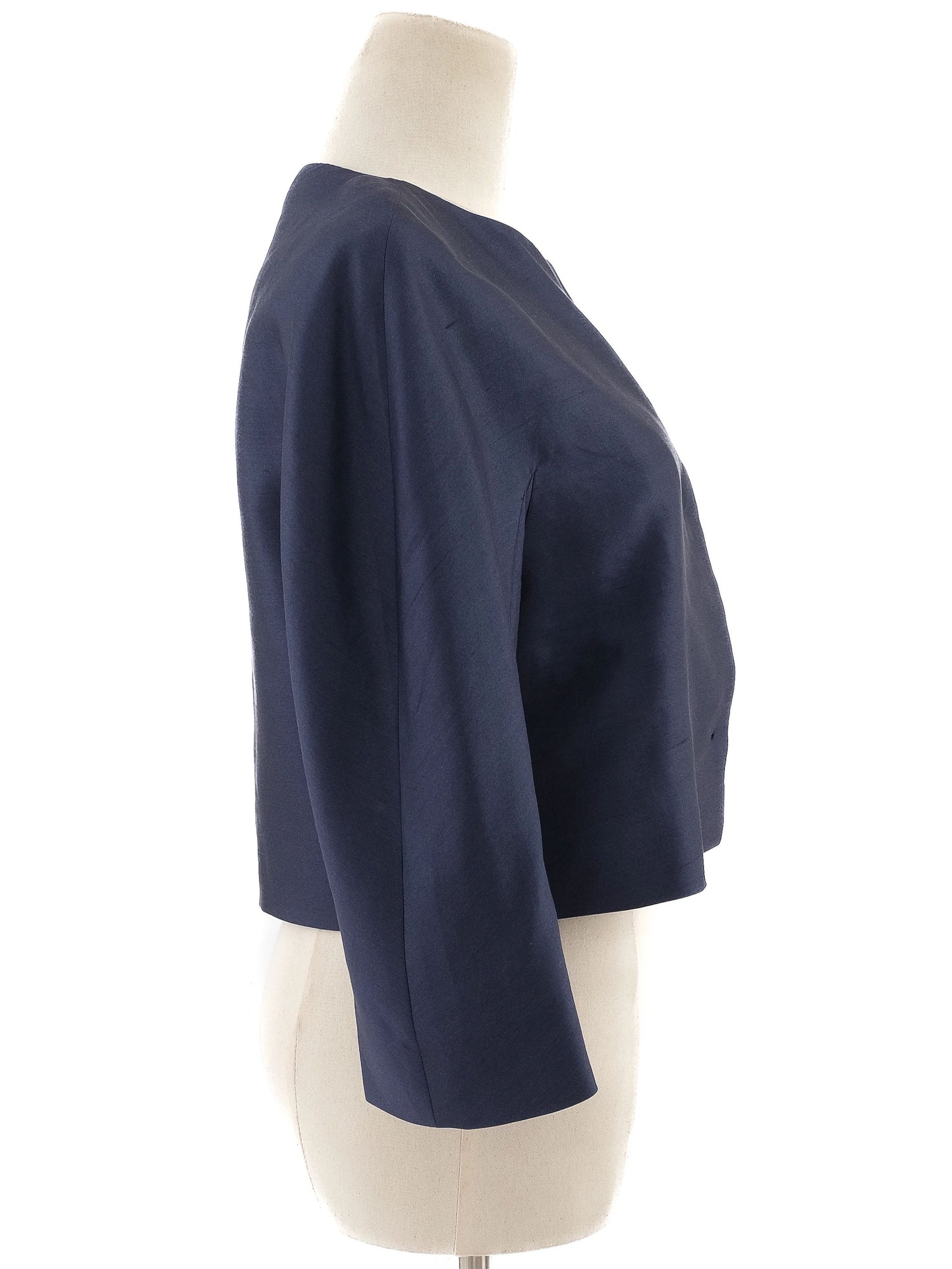excellent max mara navy blue cropped jacket size s 100% silk