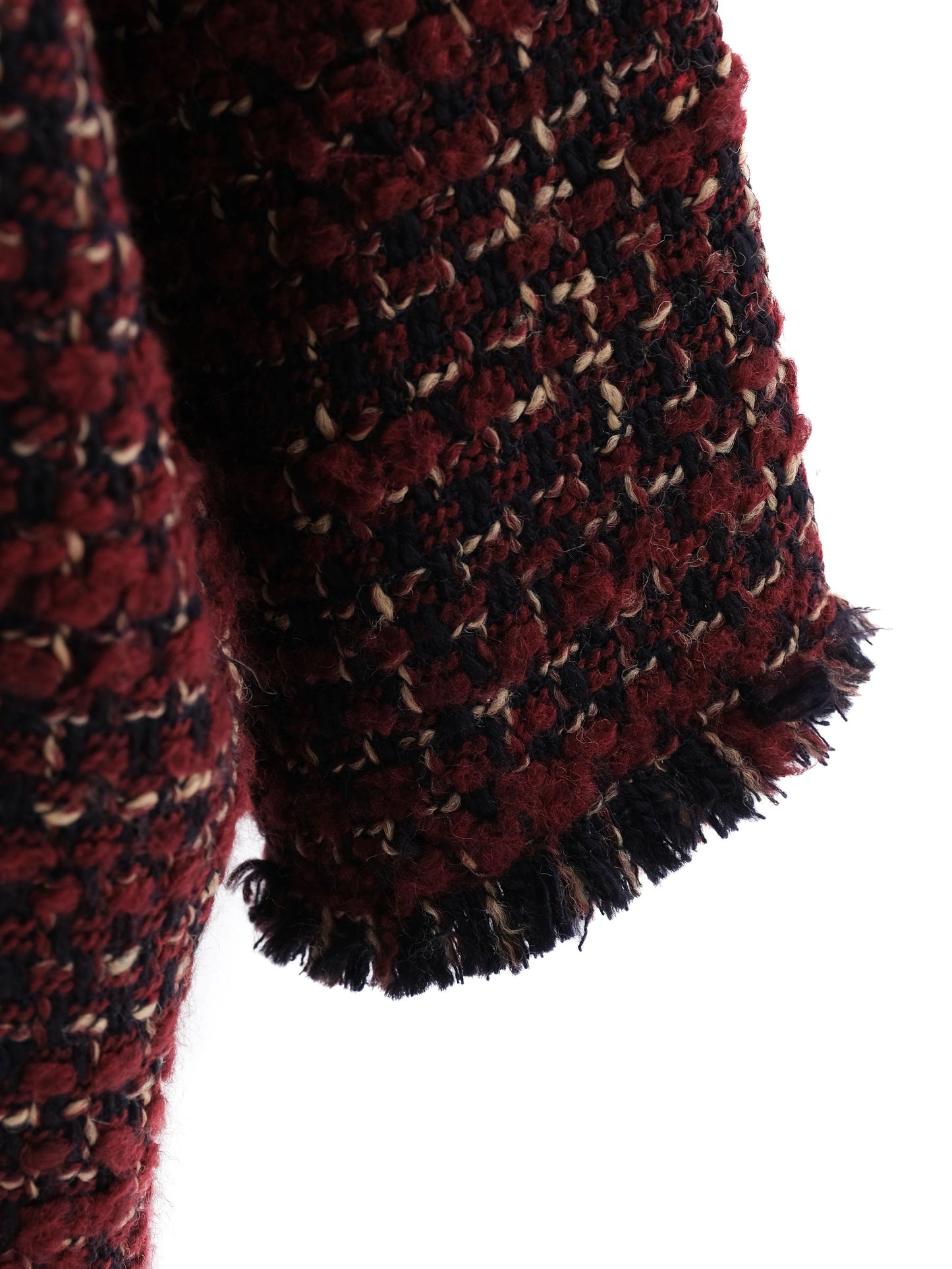 excellent gerard darel wool coat xl burgundy black white tweed