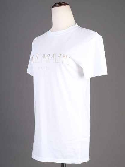 Excellent Balmain White T-Shirt XS Cotton Paris Graphic Tee