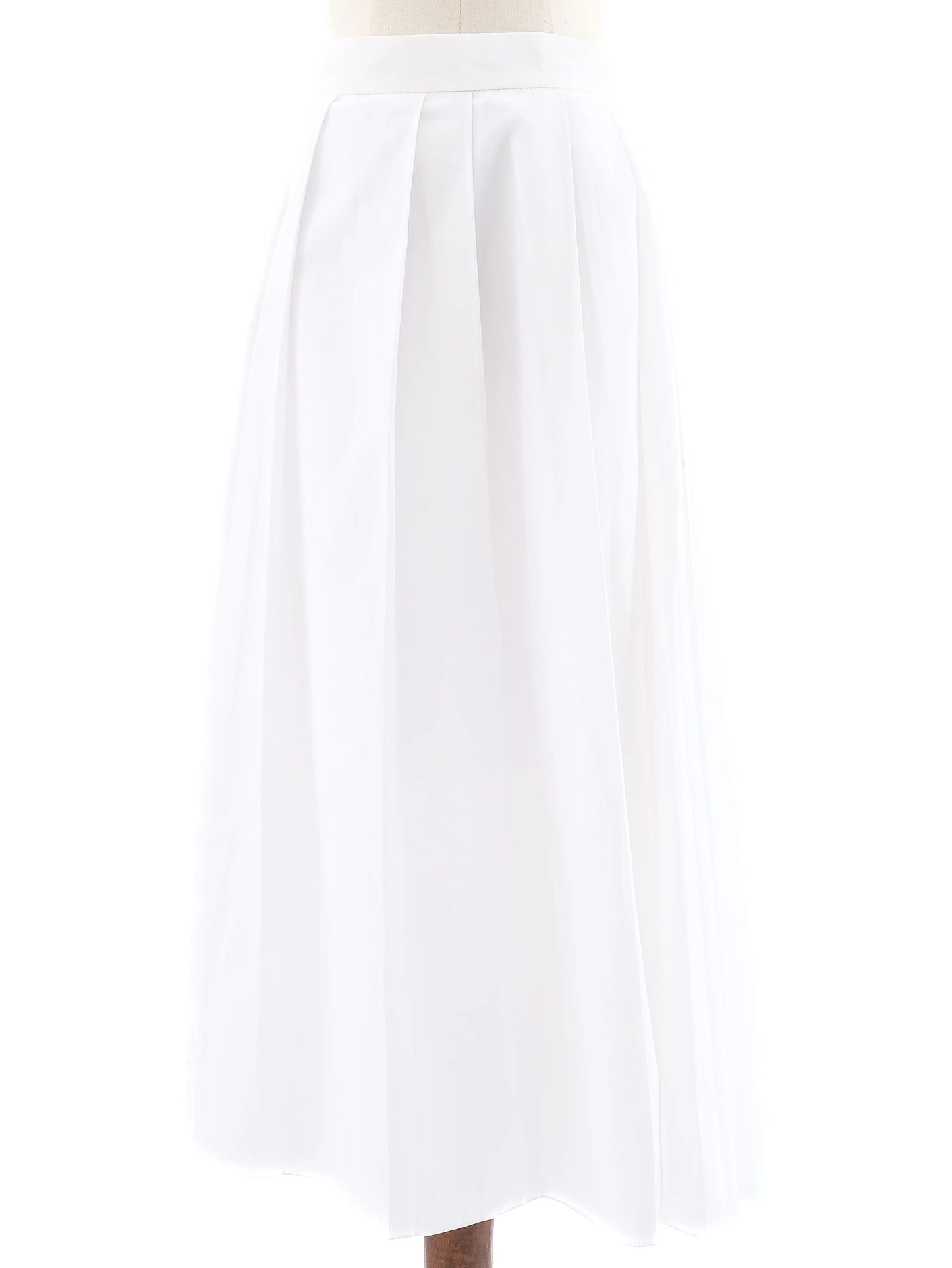 new sportmax white pleated midi skirt with side zipper size n/a