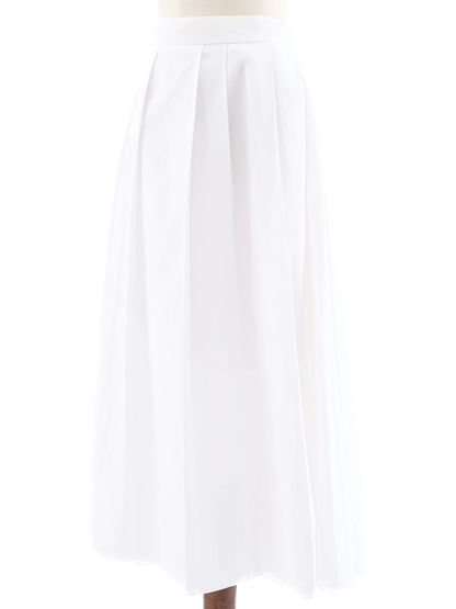 NEW Sportmax White Pleated Midi Skirt with Side Zipper Size N/A