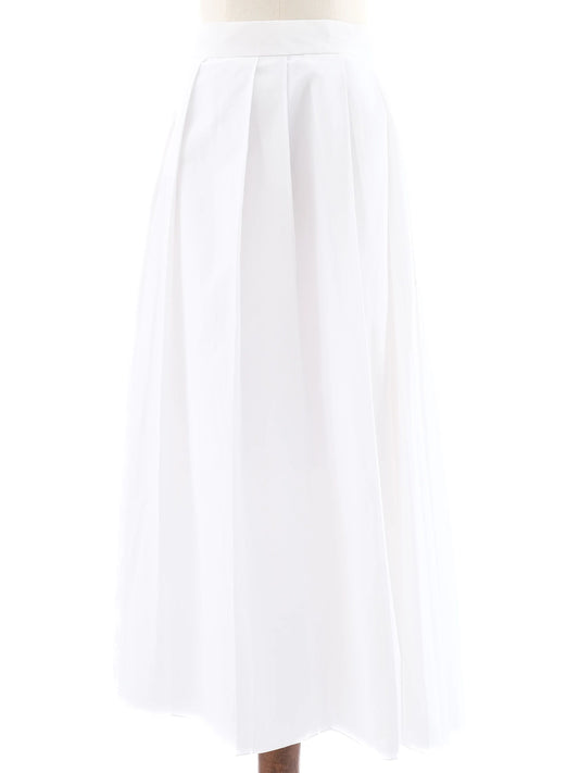 NEW Sportmax White Pleated Midi Skirt with Side Zipper Size N/A